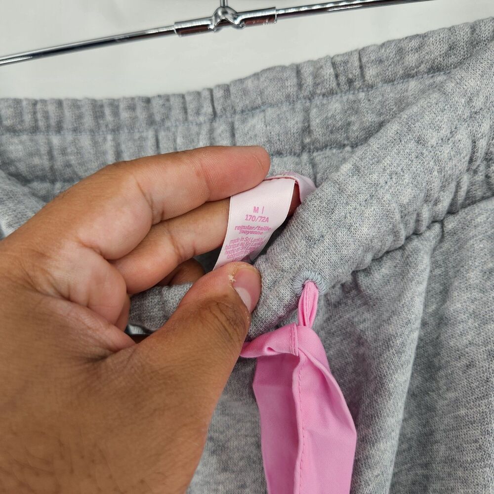 PINK x LoveShackFancy M Long Heather Grey Wide Leg Sweatpants NWT - Picture 3 of 8